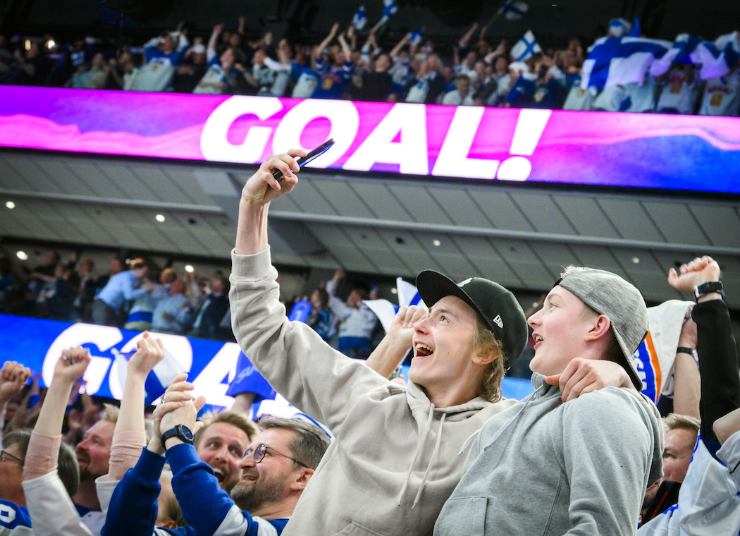 Fans at a hockey game