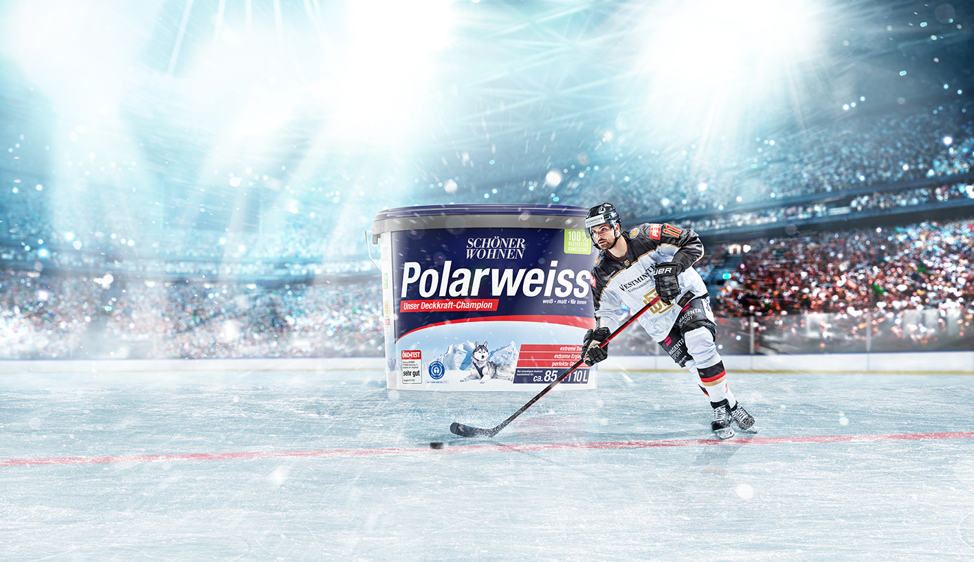 SCHÖNER WOHNEN Polarweiss verlängert die Premium-Partnerschaft mit der Deutschen Eishockey-Nationalmannschaft